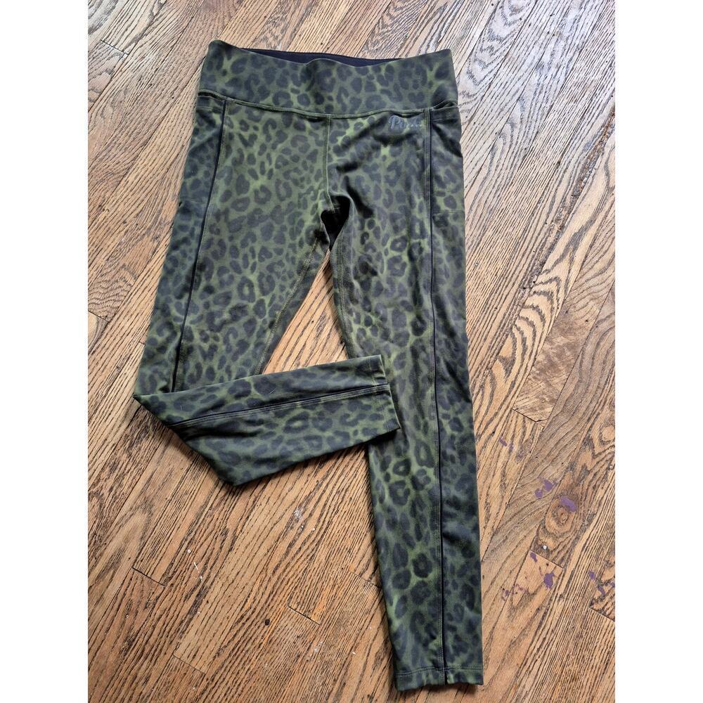 Victorias Secret Pink Ultimate Legging Women size Large dark green leopard print